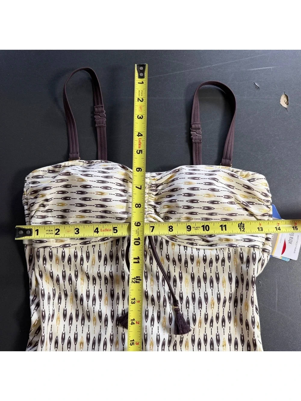 AMOENA cream brown Buenos Aries detachable straps one piece swimsuit size 10B